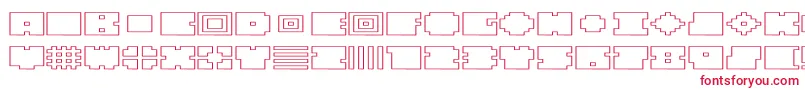 フォントQubeHollowWide – 白い背景に赤い文字