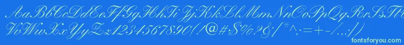 WynnerockscriptMedium Font – Green Fonts on Blue Background