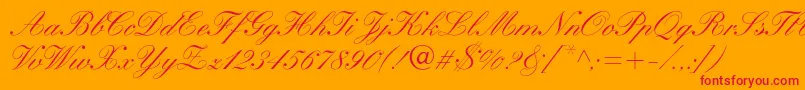 フォントWynnerockscriptMedium – オレンジの背景に赤い文字