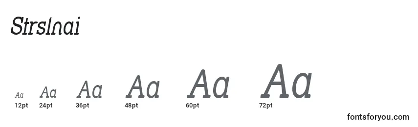 Размеры шрифта Strslnai