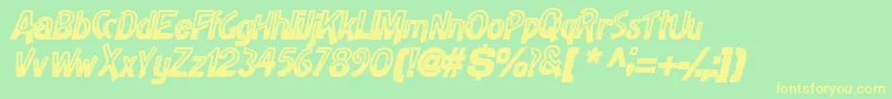 HalfbakedsskBolditalic-Schriftart – Gelbe Schriften auf grünem Hintergrund