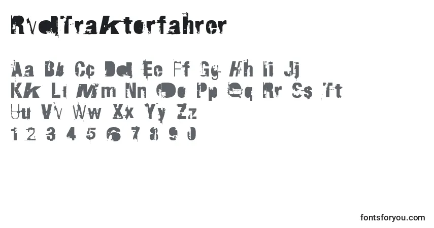Schriftart RvdTraktorfahrer – Alphabet, Zahlen, spezielle Symbole
