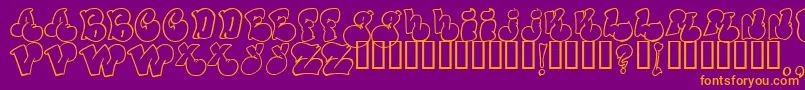 Politicaloutline-Schriftart – Orangefarbene Schriften auf violettem Hintergrund