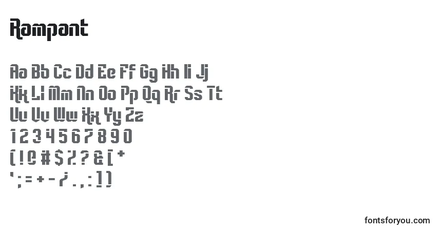 Schriftart Rampant – Alphabet, Zahlen, spezielle Symbole