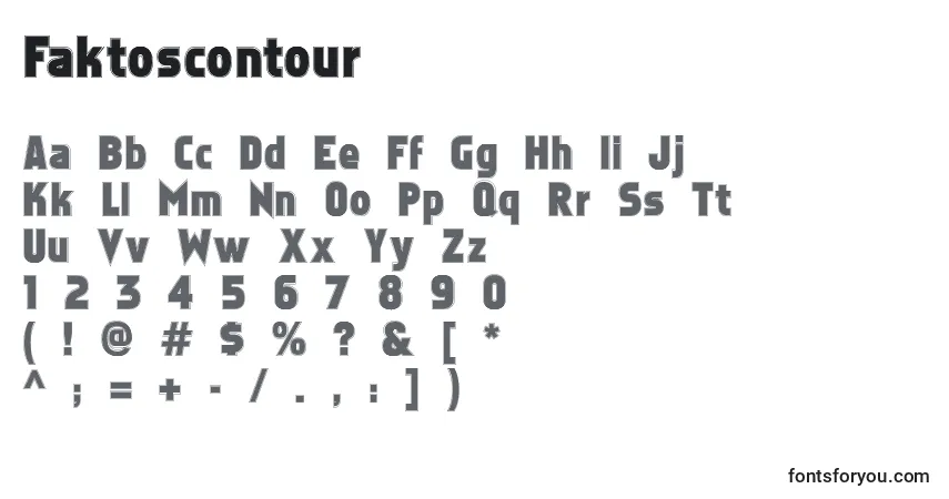 Czcionka Faktoscontour – alfabet, cyfry, specjalne znaki