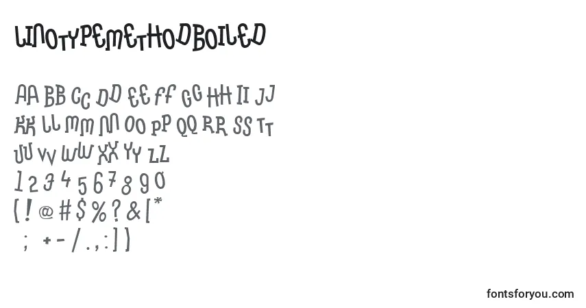 LinotypemethodBoiled-fontti – aakkoset, numerot, erikoismerkit