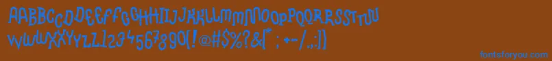 LinotypemethodBoiled-Schriftart – Blaue Schriften auf braunem Hintergrund