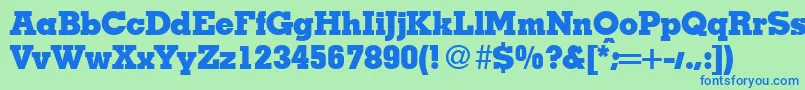 Czcionka MesaHeavyRegular – niebieskie czcionki na zielonym tle