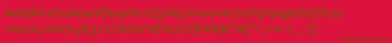 GochihandRegular-Schriftart – Braune Schriften auf rotem Hintergrund