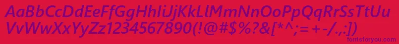 SegoeUiSemiboldItalic-Schriftart – Violette Schriften auf rotem Hintergrund