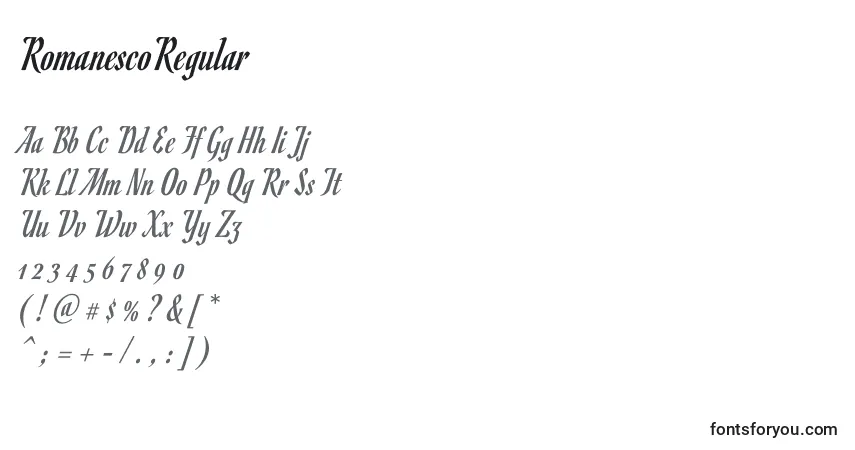 RomanescoRegular-fontti – aakkoset, numerot, erikoismerkit