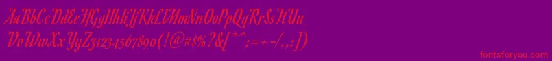 RomanescoRegular-fontti – punaiset fontit violetilla taustalla