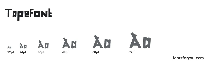 Размеры шрифта Tapefont