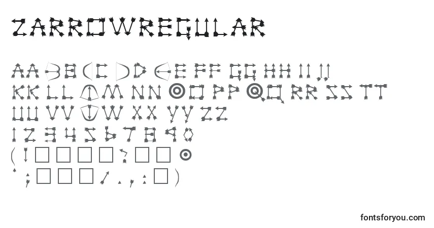 Шрифт ZarrowRegular – алфавит, цифры, специальные символы