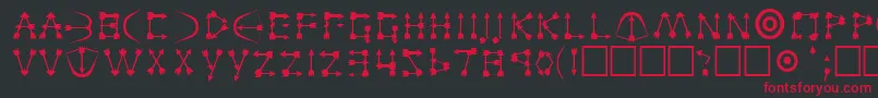 フォントZarrowRegular – 黒い背景に赤い文字