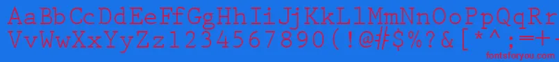 PrestigetwoRegular Font – Red Fonts on Blue Background