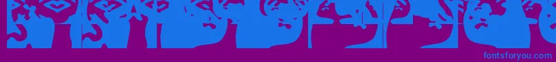 Obeyrorschach-Schriftart – Blaue Schriften auf violettem Hintergrund