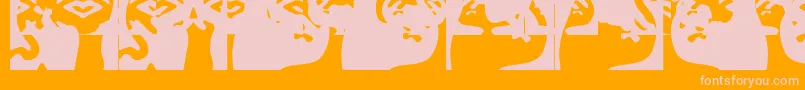 Obeyrorschach-Schriftart – Rosa Schriften auf orangefarbenem Hintergrund