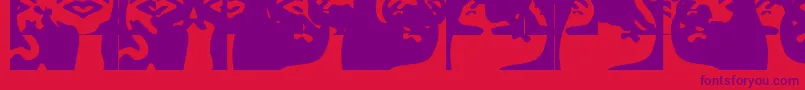 Obeyrorschach-Schriftart – Violette Schriften auf rotem Hintergrund
