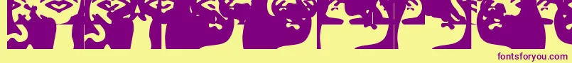 Obeyrorschach-Schriftart – Violette Schriften auf gelbem Hintergrund