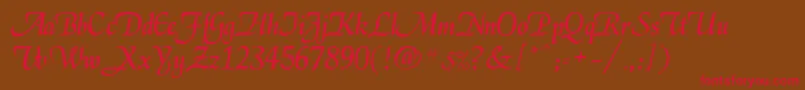 フォントEnigma – 赤い文字が茶色の背景にあります。
