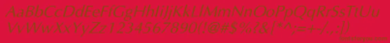 フォントUltimaItalic – 赤い背景に茶色の文字