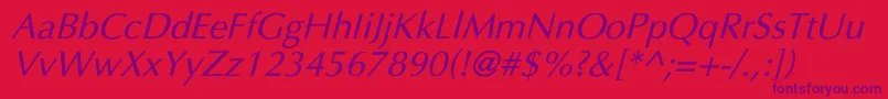 Fonte UltimaItalic – fontes roxas em um fundo vermelho