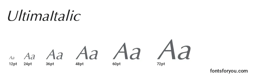 Размеры шрифта UltimaItalic