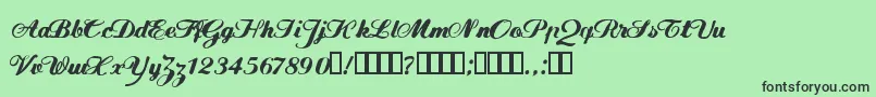 フォントFlwScript – 緑の背景に黒い文字