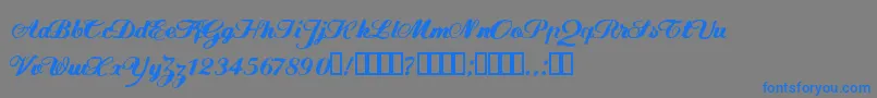 Weitere Informationen zur FlwScript-Schriftart FlwScript-Schriftart – Blaue Schriften auf grauem Hintergrund