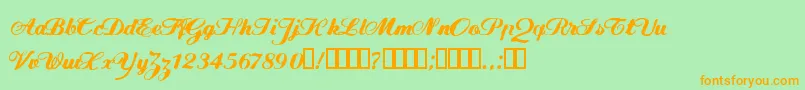 FlwScript Font – Orange Fonts on Green Background
