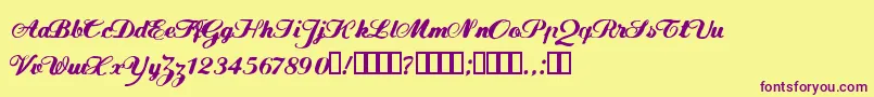 Czcionka FlwScript – fioletowe czcionki na żółtym tle