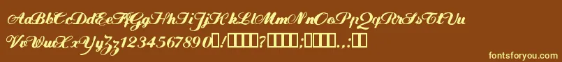 FlwScript Font – Yellow Fonts on Brown Background