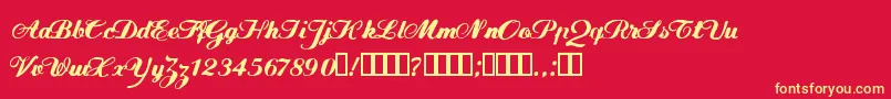 FlwScript Font – Yellow Fonts on Red Background