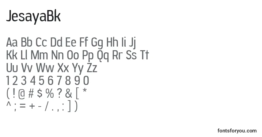 Czcionka JesayaBk – alfabet, cyfry, specjalne znaki