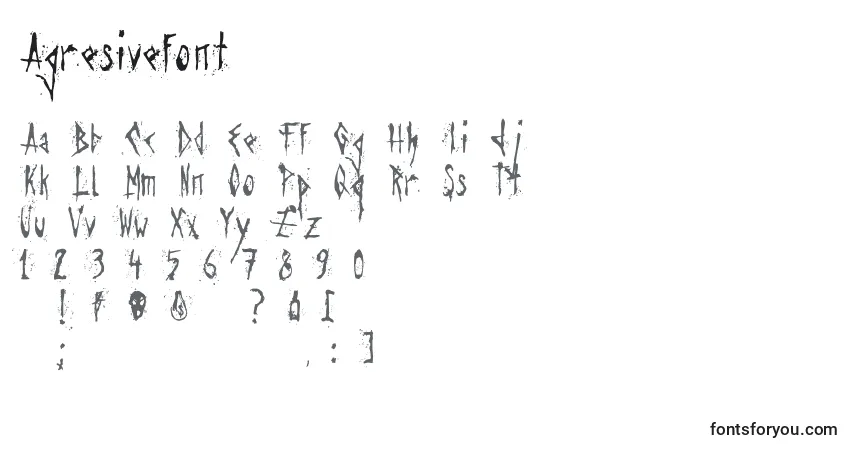 A fonte Agresivefont – alfabeto, números, caracteres especiais