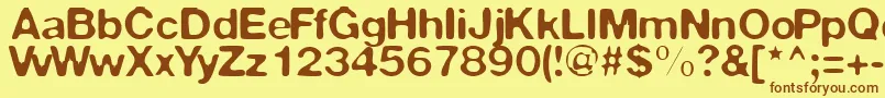 フォントWarp1 – 茶色の文字が黄色の背景にあります。