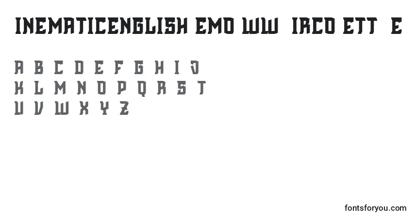 CinematicenglishDemoWww.MircoZett.De Font – alphabet, numbers, special characters