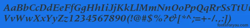 フォントMeridienltstdBolditalic – 黒い文字の青い背景