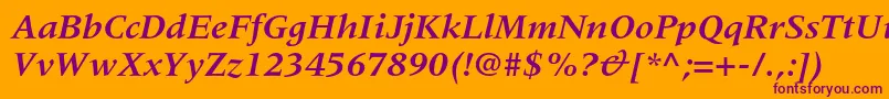 MeridienltstdBolditalic Font – Purple Fonts on Orange Background