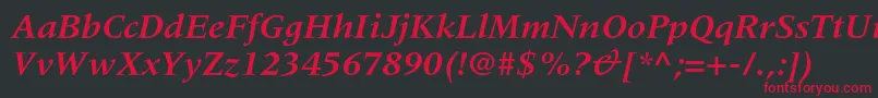 MeridienltstdBolditalic Font – Red Fonts on Black Background