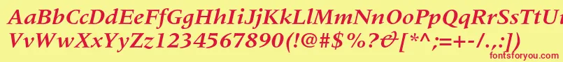 MeridienltstdBolditalic Font – Red Fonts on Yellow Background