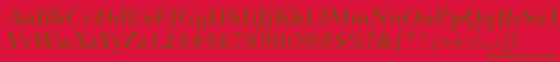 FairfieldLt75CaptionBold-Schriftart – Braune Schriften auf rotem Hintergrund