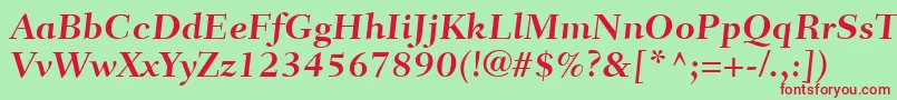 FairfieldLt75CaptionBold-Schriftart – Rote Schriften auf grünem Hintergrund