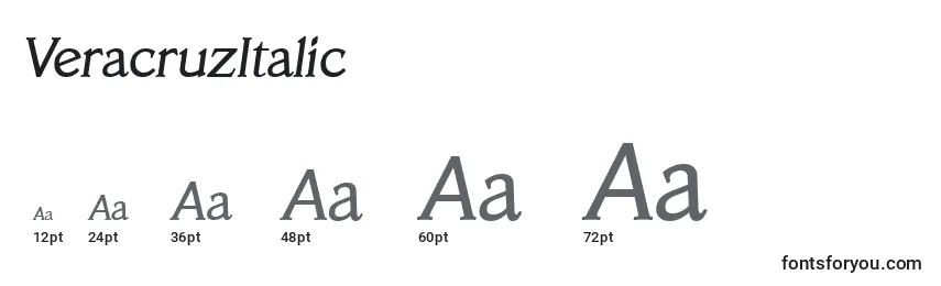 Размеры шрифта VeracruzItalic