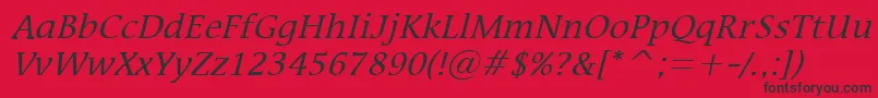 Fonte MirrorItalic – fontes pretas em um fundo vermelho