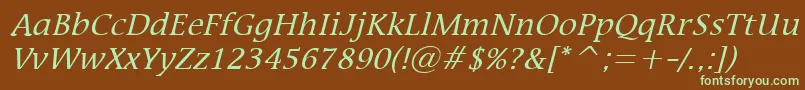 MirrorItalic Font – Green Fonts on Brown Background