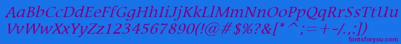 MirrorItalic-Schriftart – Violette Schriften auf blauem Hintergrund