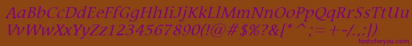 MirrorItalic-Schriftart – Violette Schriften auf braunem Hintergrund