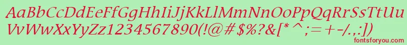 MirrorItalic Font – Red Fonts on Green Background